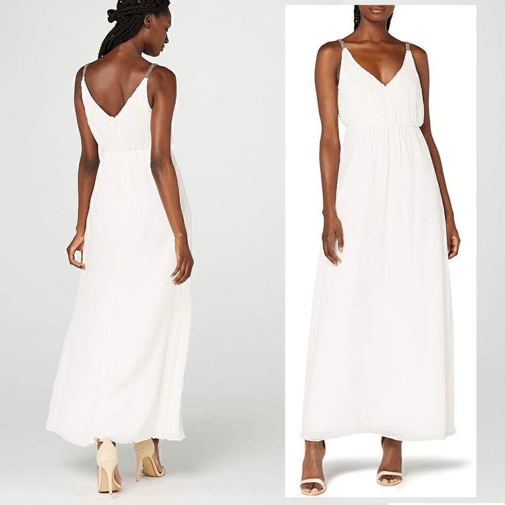 Pink Blush Elegant Sleeveless Beaded Classy Wedding Prom Maxi Dress SIZE XS NWT